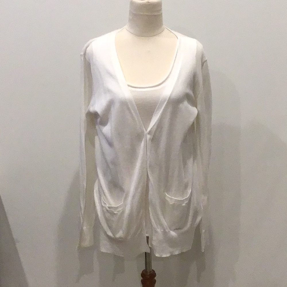 Pure DKNY cardigan & cami set, white, size M - Picture 1 of 12